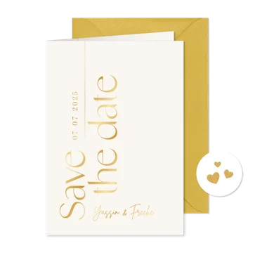 Trouwkaart stijlvol minimalistisch goud grafisch tijdloos